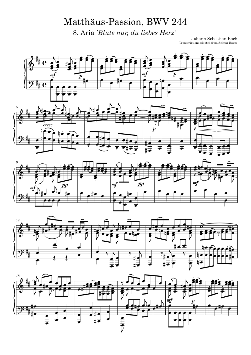 マタイ受難曲 BWV 244 – ヨハン・ゼバスティアン・バッハ（「ただ血潮