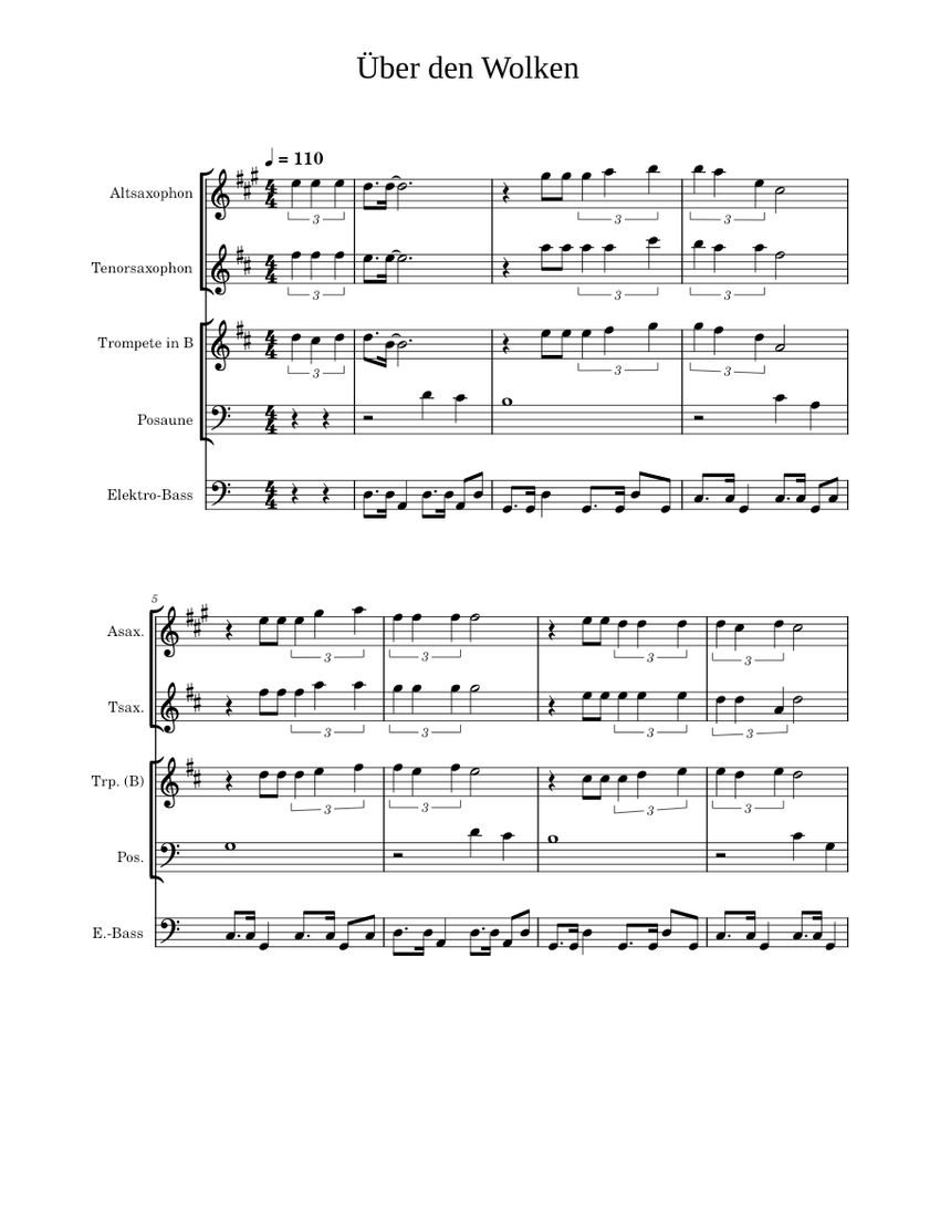 Uber den wolken Reinhard Mey Sheet music for Trombone, Bass