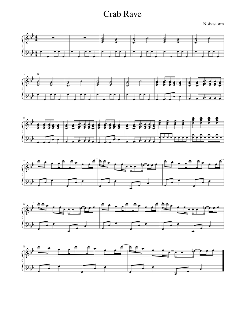 Crab Rave (Easy ver.) Sheet music for Piano (Solo) | Musescore.com