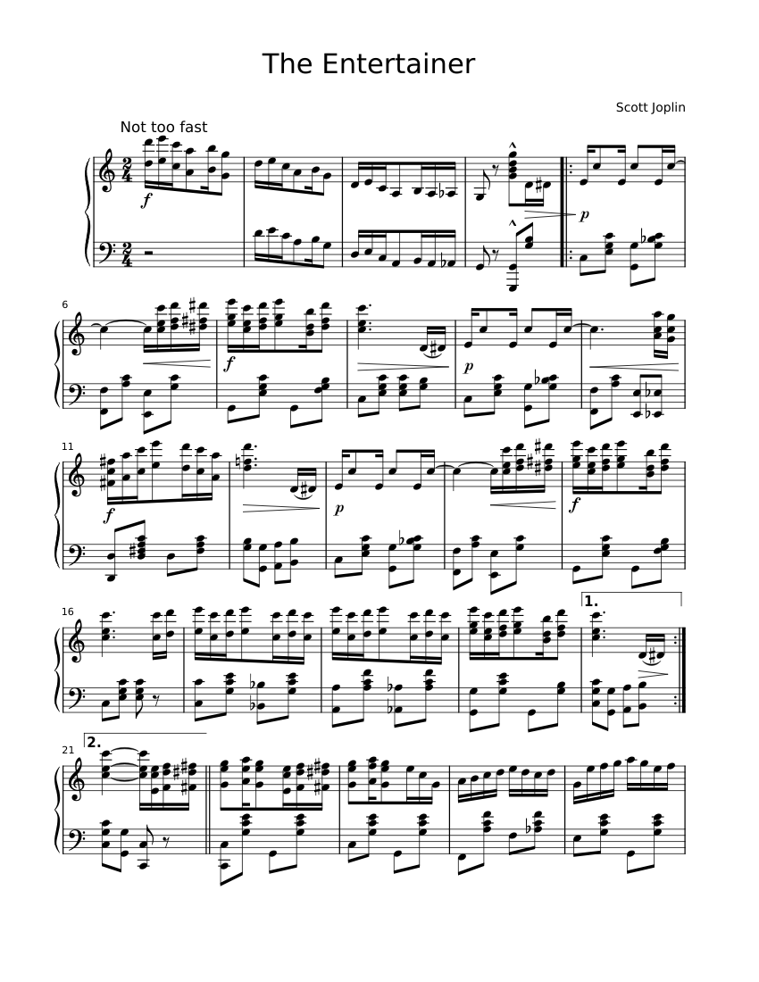 The Entertainer Sheet music for Piano (Solo) | Musescore.com