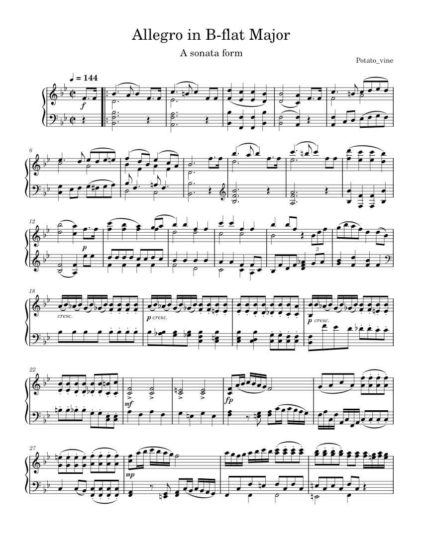 Allegro in B-flat Major Sheet music for Piano (Solo) | Musescore.com