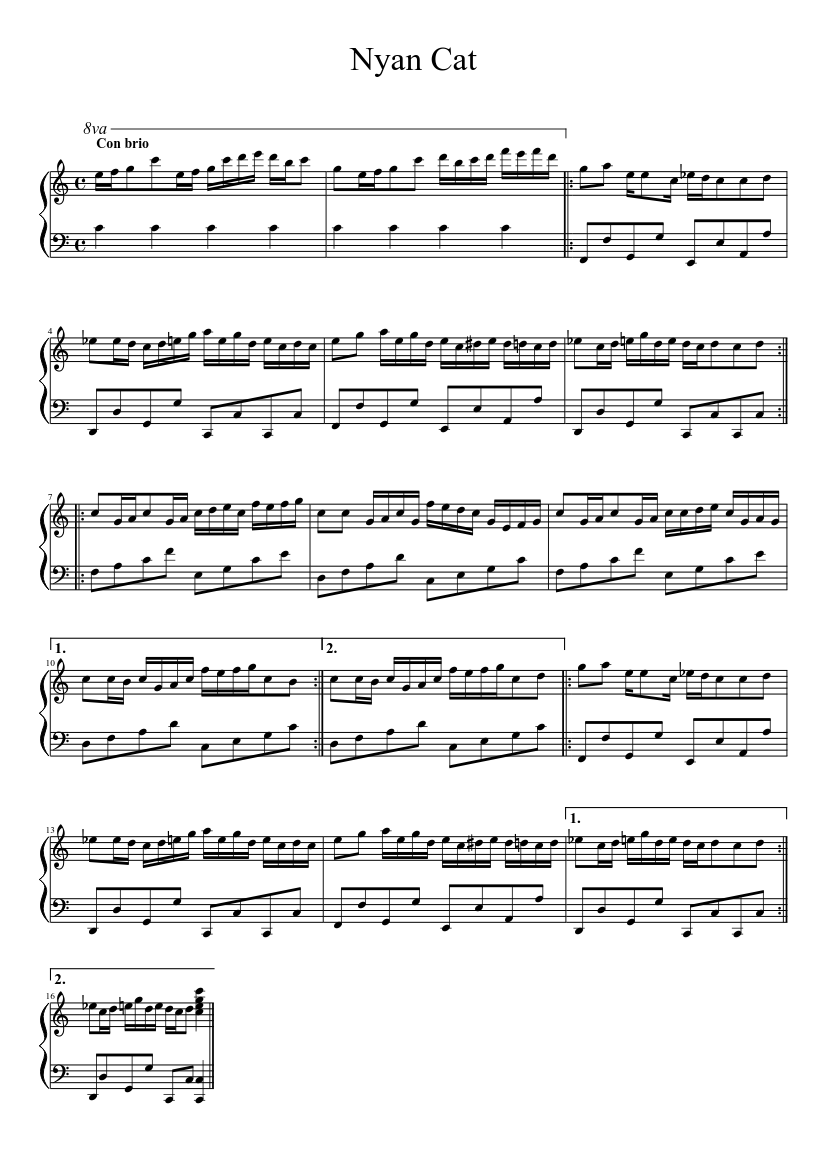 Nyan Cat Sheet music for Piano (Solo) | Musescore.com