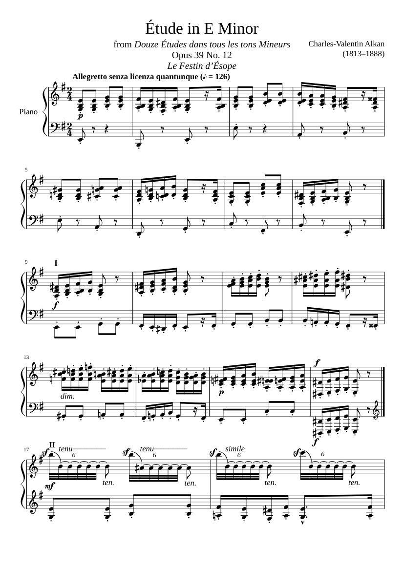 Étude Opus 39 No. 12 in E Minor, “Le Festin d'Ésope” Sheet music for Piano  (Solo) | Musescore.com