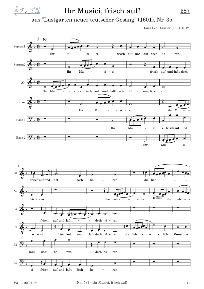 Ihr Musici frisch auf