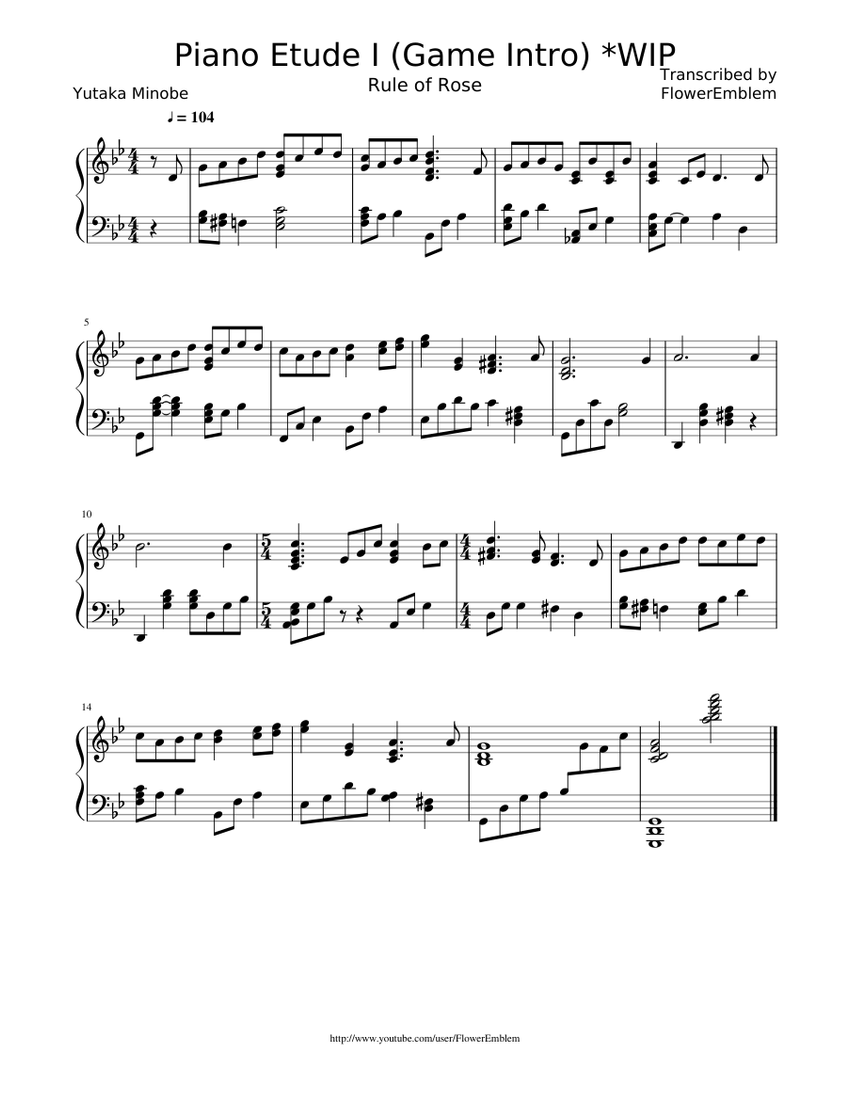 Piano Etude I (Game Intro) - Rule of Rose *WIP Sheet music for Piano (Solo)  | Musescore.com