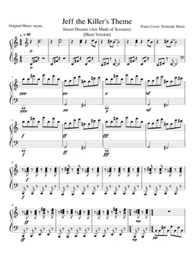 Jeff The Killer Theme Song (Sweet Dreams Are Made Of Screams) Sheet music  for Piano (Solo)