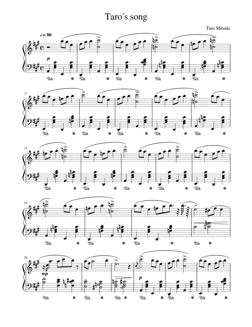 Taro s song Sheet music for Piano (Solo) | Musescore.com