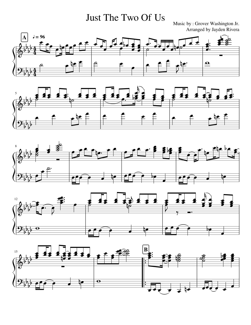 Just The Two Of Us (Piano only) Sheet music for Piano (Solo) | Musescore.com