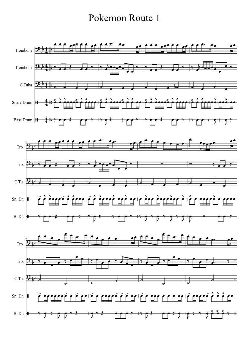 Pokémon Route 1 Sheet music for Trombone, Tuba (Mixed Trio) | Musescore.com