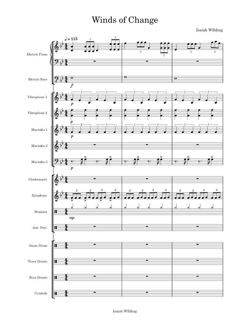 Winds_of_Change Sheet music for Piano, Vibraphone, Glockenspiel, Snare