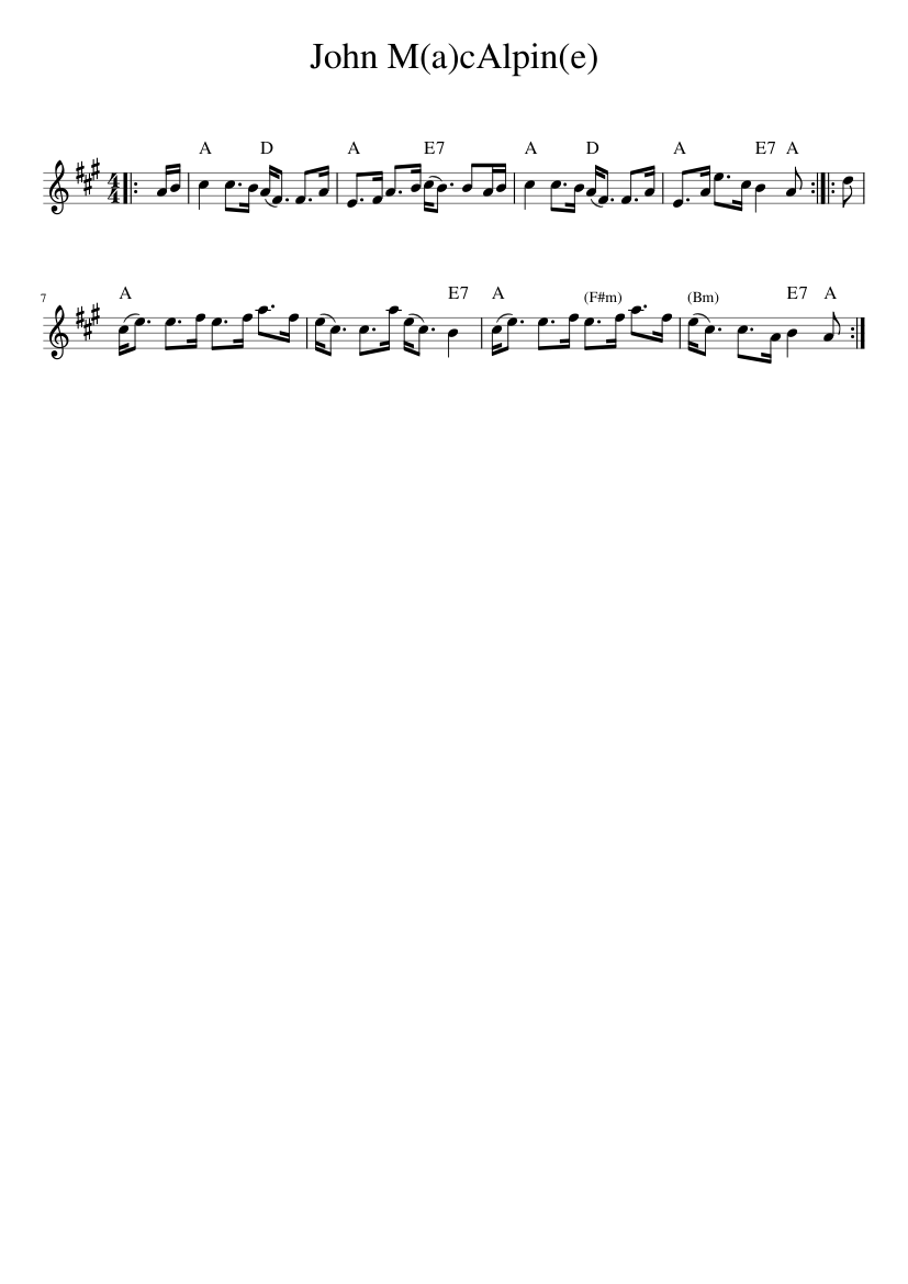Calpin Note John M(a)cAlpin(e) Sheet music for Piano (Solo) Easy | Musescore.com