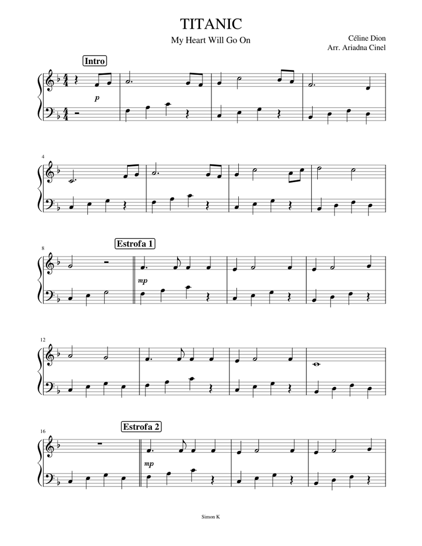 "Titanic" (piano fácil) Sheet music for Piano (Solo) | Musescore.com