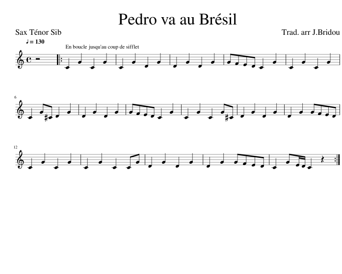 Pedro va au Brésil Sheet music