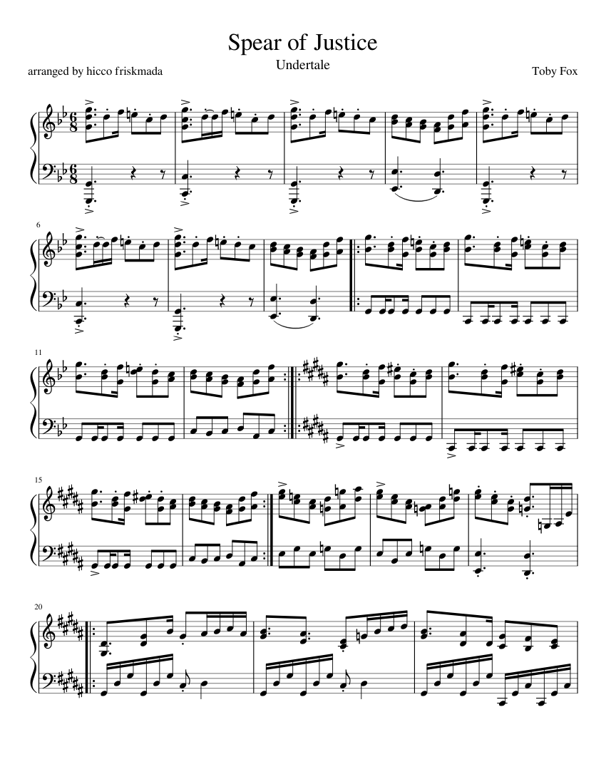 Spear of Justice Sheet music for Piano (Solo) | Musescore.com