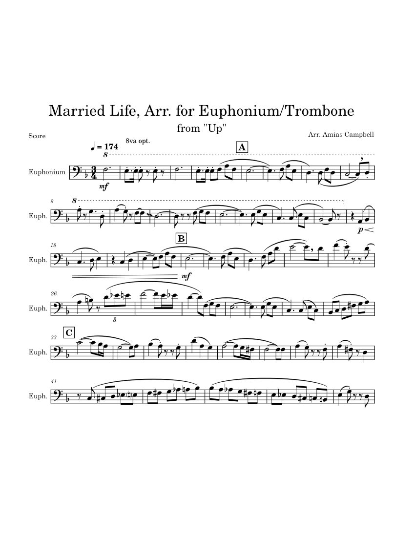 Up Married Life, Arr. for Trombone/Euphonium Sheet music for