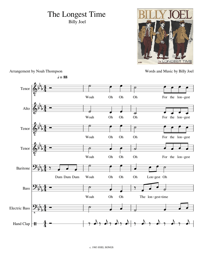 The Time - Billy Joel (1983) Sheet music for Alto, Bass voice, Baritone & more Ensemble) | Musescore.com