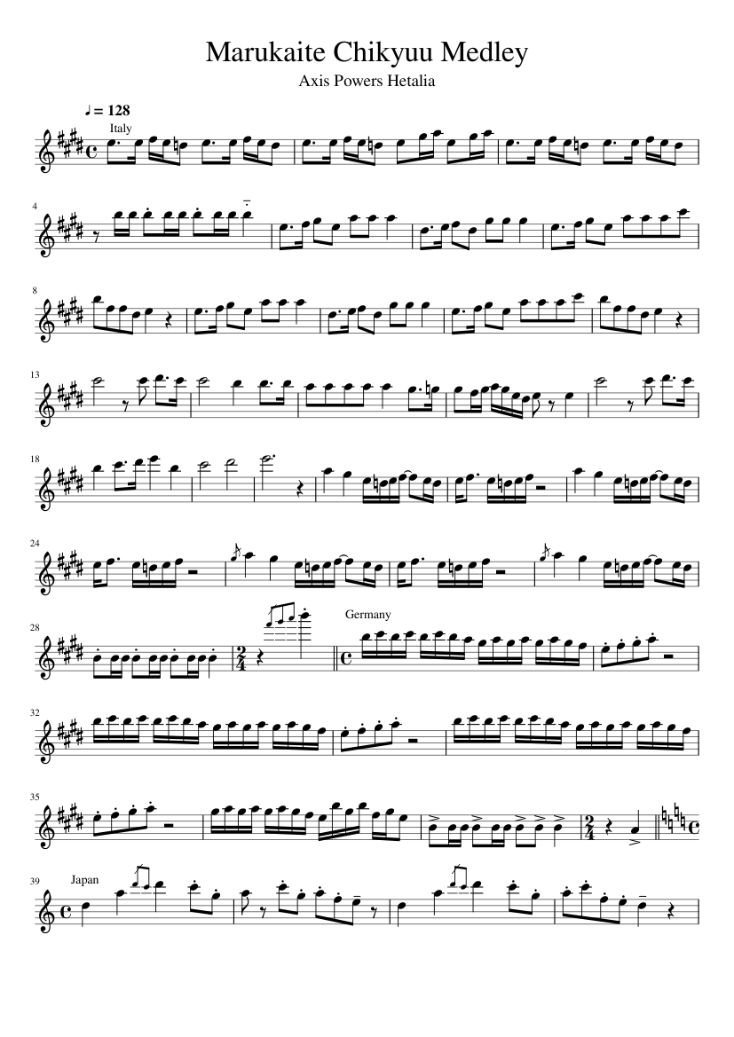 Marukaite Chikyuu Medley Sheet Music for Flute (Solo) | MuseScore.com