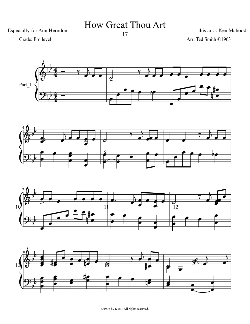 How Great Thou Art Sheet Music for Piano (Solo) | MuseScore.com for Free Printable Hymns For Piano