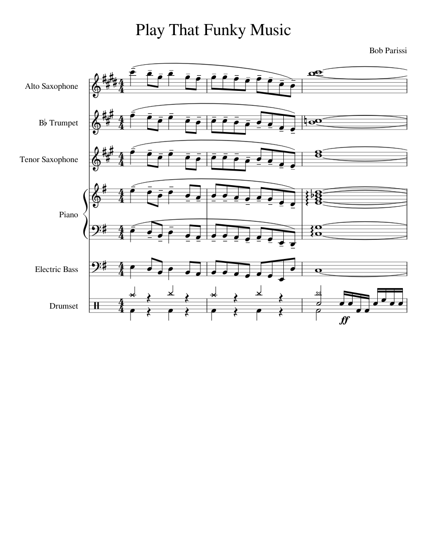 Play That Funky Music: E-flat Alto Saxophone: E-flat Alto Saxophone Part -  Digital Sheet Music Download