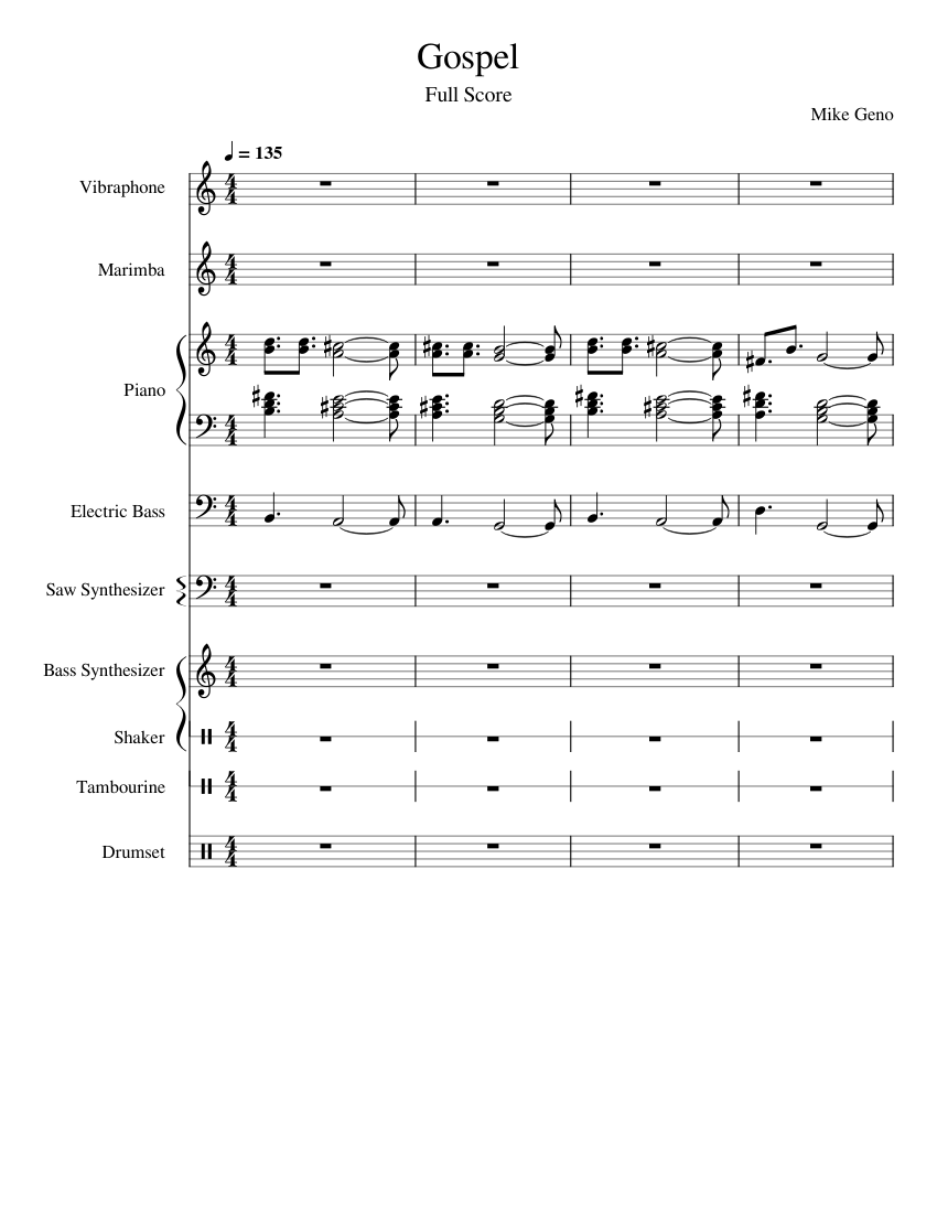 Gospel Friday Night Funkin' Sheet music for Piano, Tambourine