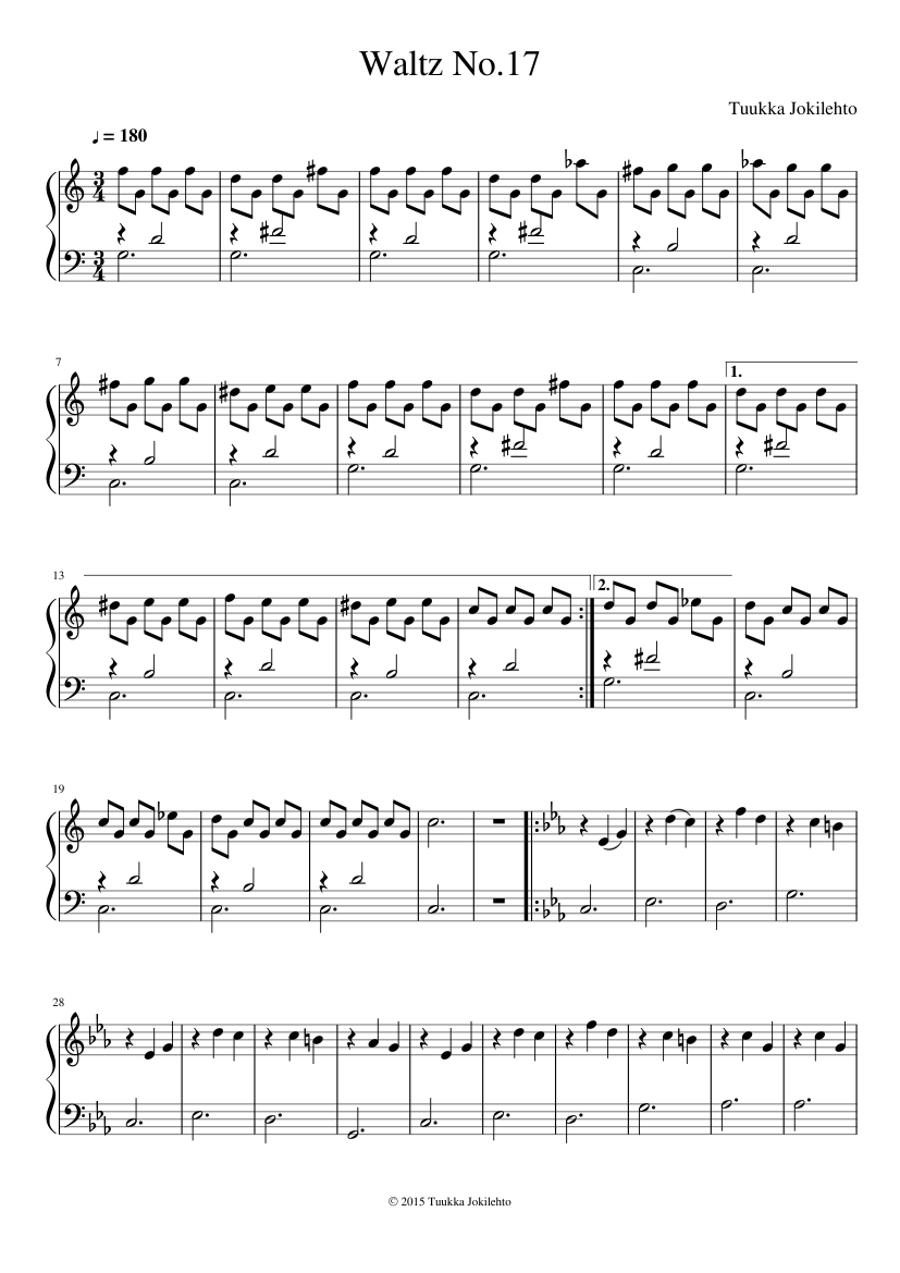 Waltz No.17 Sheet Music for Piano (Solo) easy | MuseScore.com