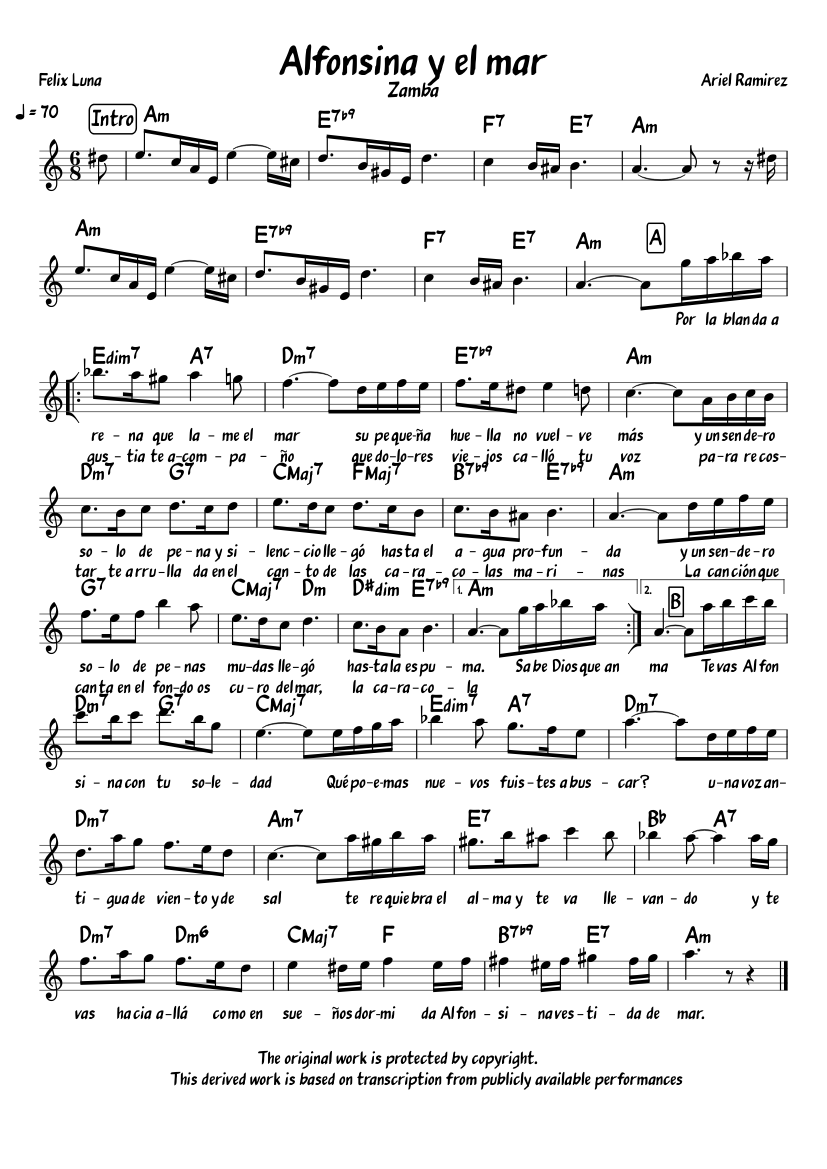 Alfonsina y el mar Sheet music for Piano (Solo) | Musescore.com