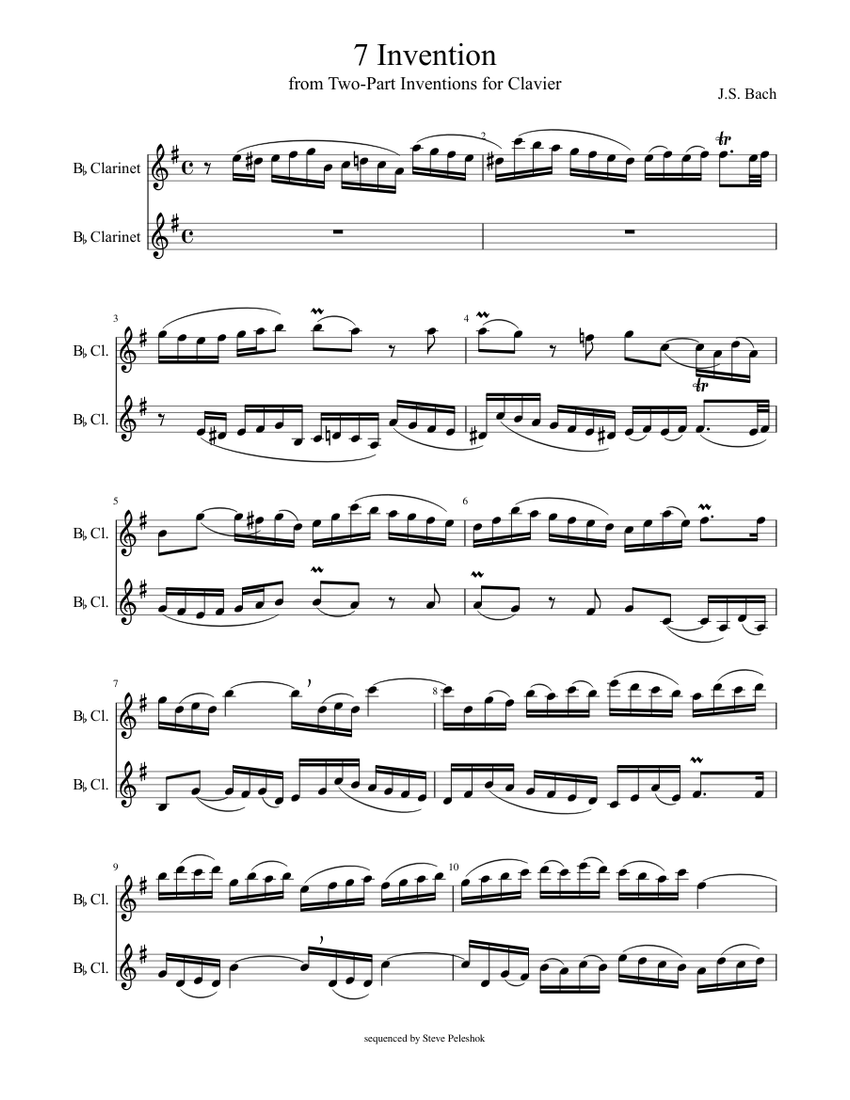 7 Invention Sheet music for Woodwinds (Other) (Woodwind Duet ...