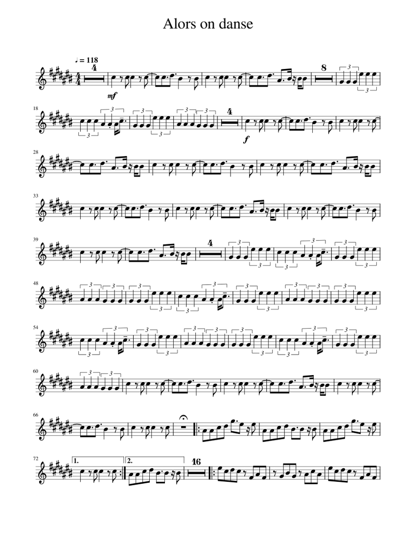 Alors on danse Sheet music for Saxophone alto (Solo) | Musescore.com
