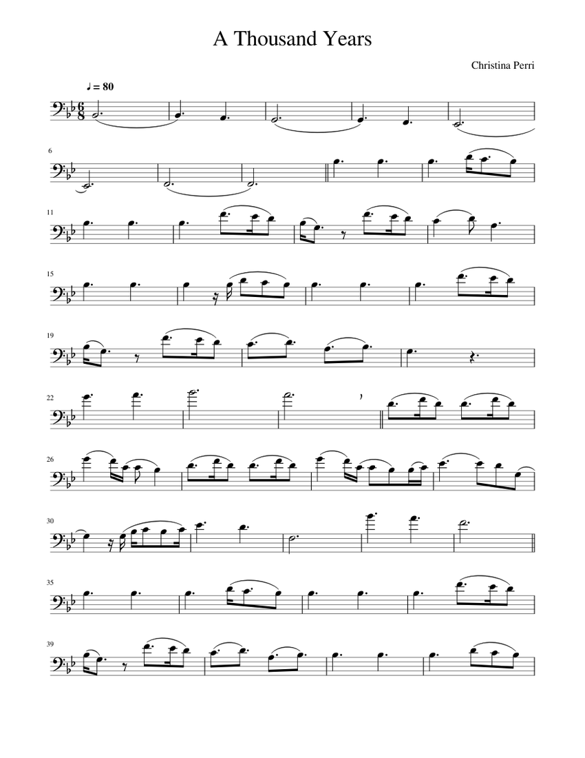A Thousand Years Cello Sheet music for Cello (Solo) | Musescore.com