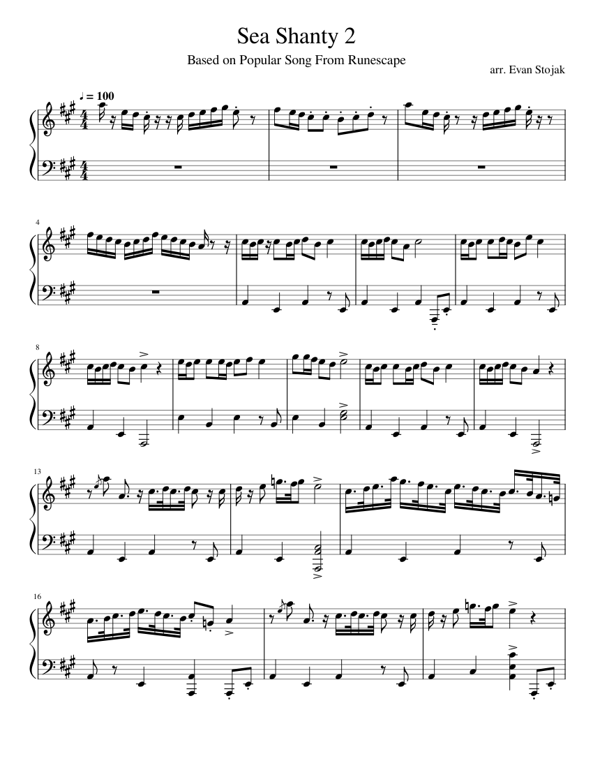 Sea Shanty 2 for Piano Sheet music for Piano (Solo) | Musescore.com