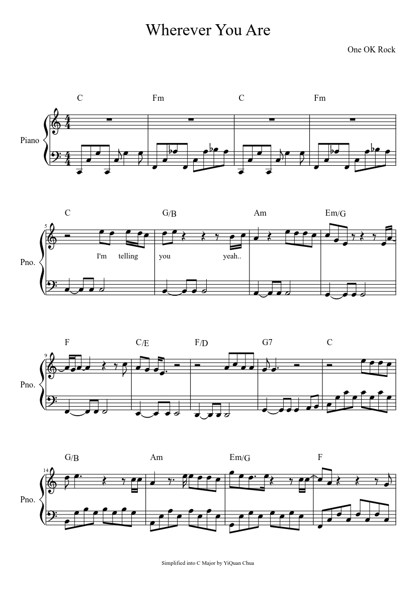 Wherever You Are Sheet music for Piano (Solo) | Musescore.com