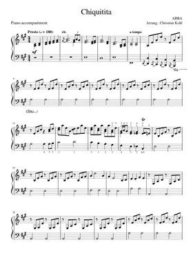 Free Chiquitita by ABBA sheet music | Download PDF or print on Musescore.com