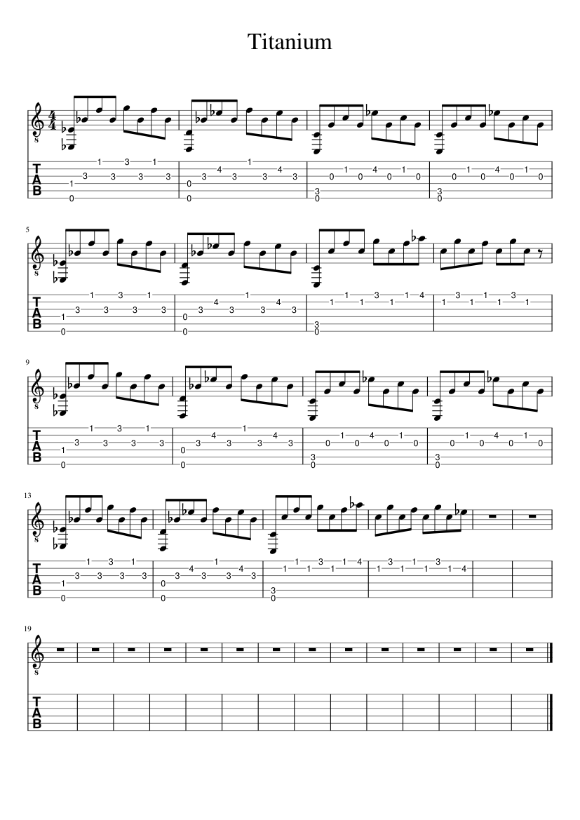 Titanium Sheet music for Guitar (Solo) | Musescore.com