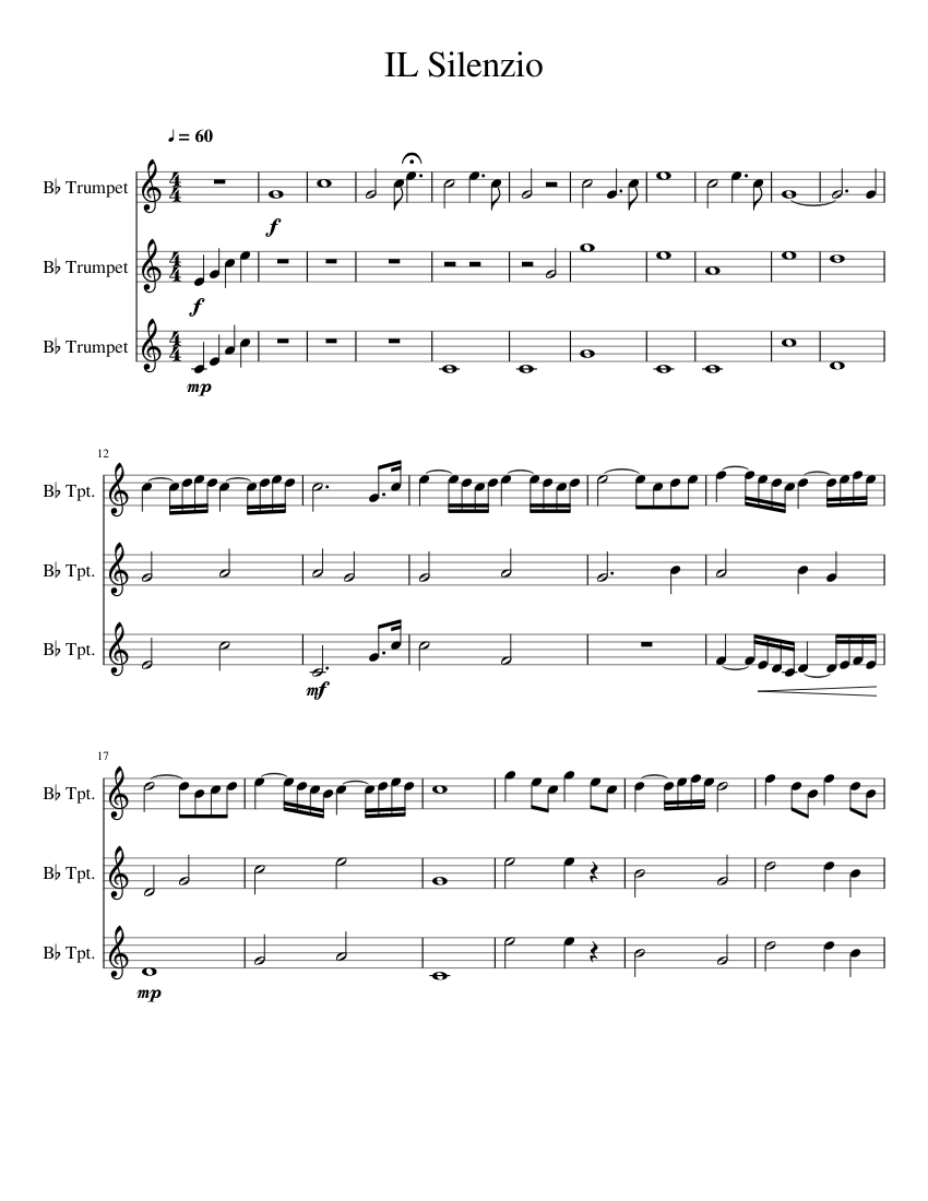 IL Silenzio (Trumpets) Sheet music for Trumpet in b-flat (Mixed Trio) |  Musescore.com