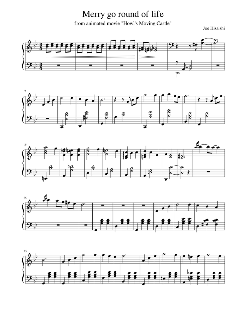 Merry go round of life Sheet music for Piano (Solo) | Musescore.com