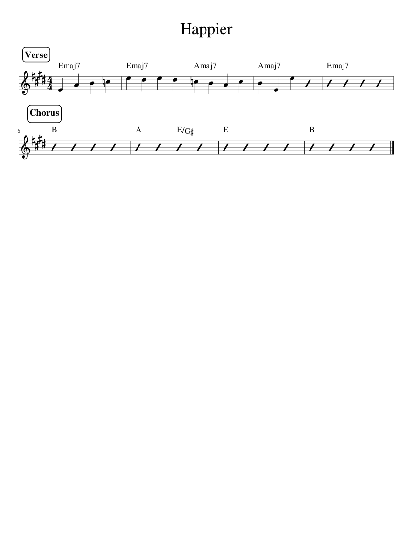 Happier Sheet music for Piano (Solo) Easy | Musescore.com