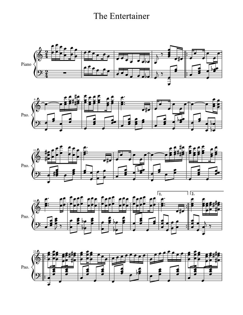 The Entertainer by Scott Joplin Sheet music for Piano (Solo ...