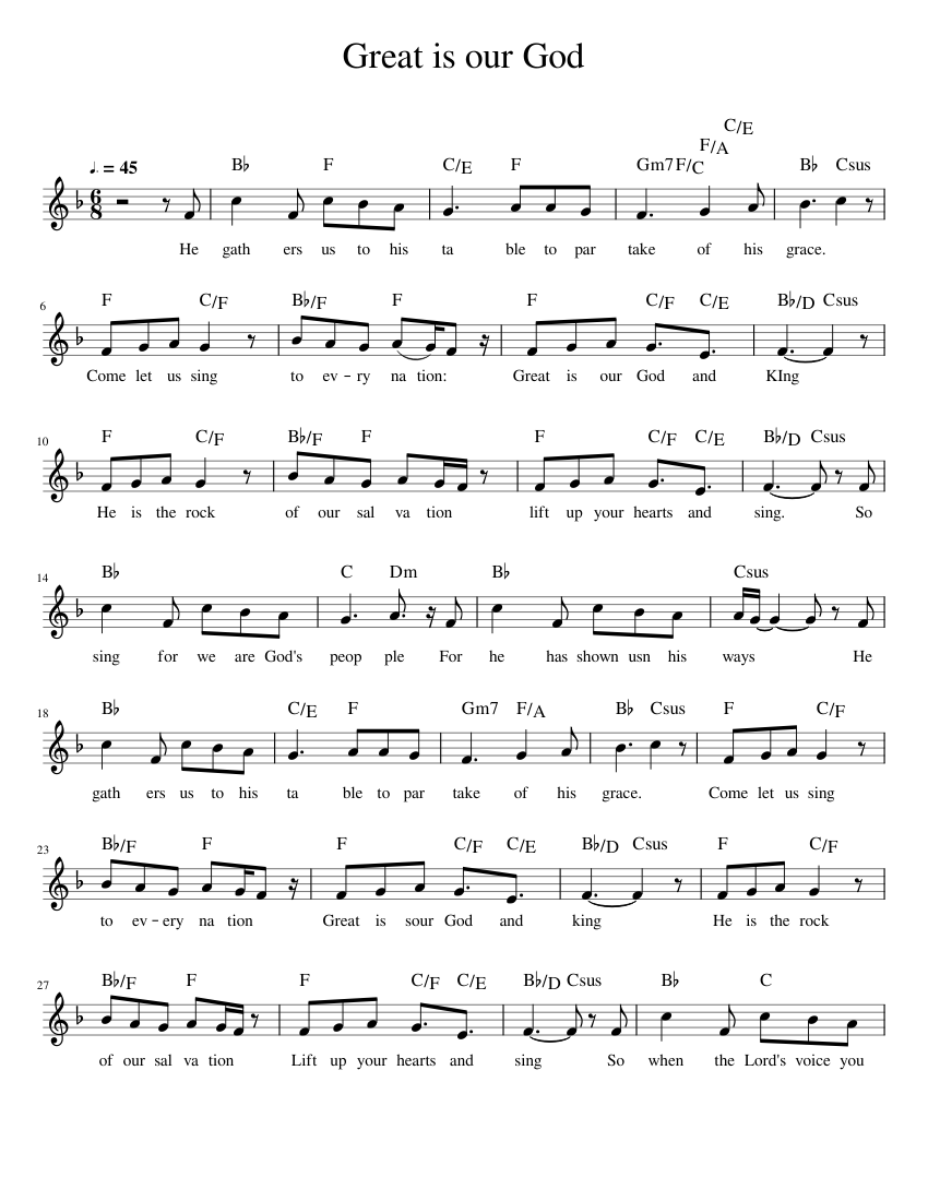 Great_is_our_God Sheet music for Piano (Solo) | Musescore.com