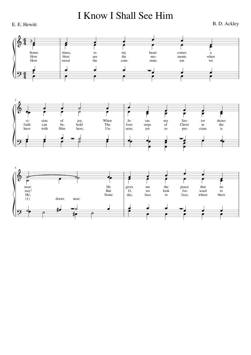 Sometimes to my heart comes a vision of joy (Ackley)