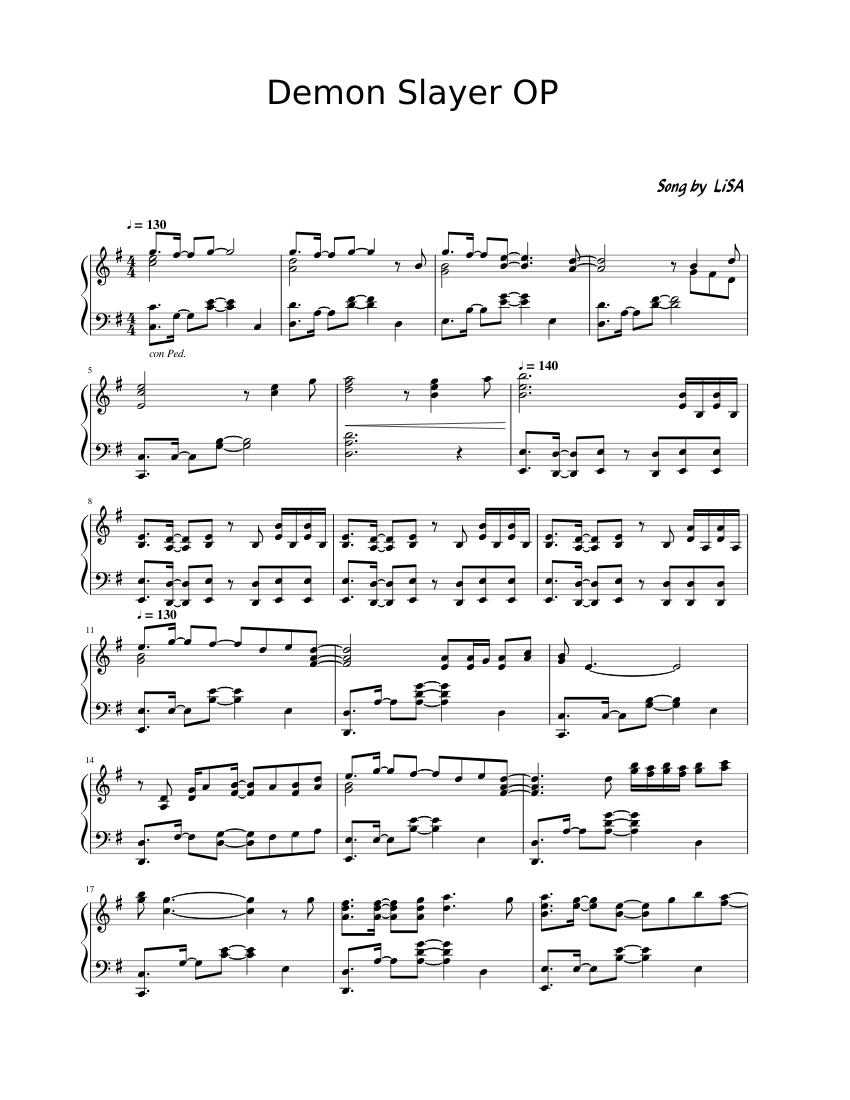 Demon Slayer OP Sheet music for Piano (Solo) | Musescore.com