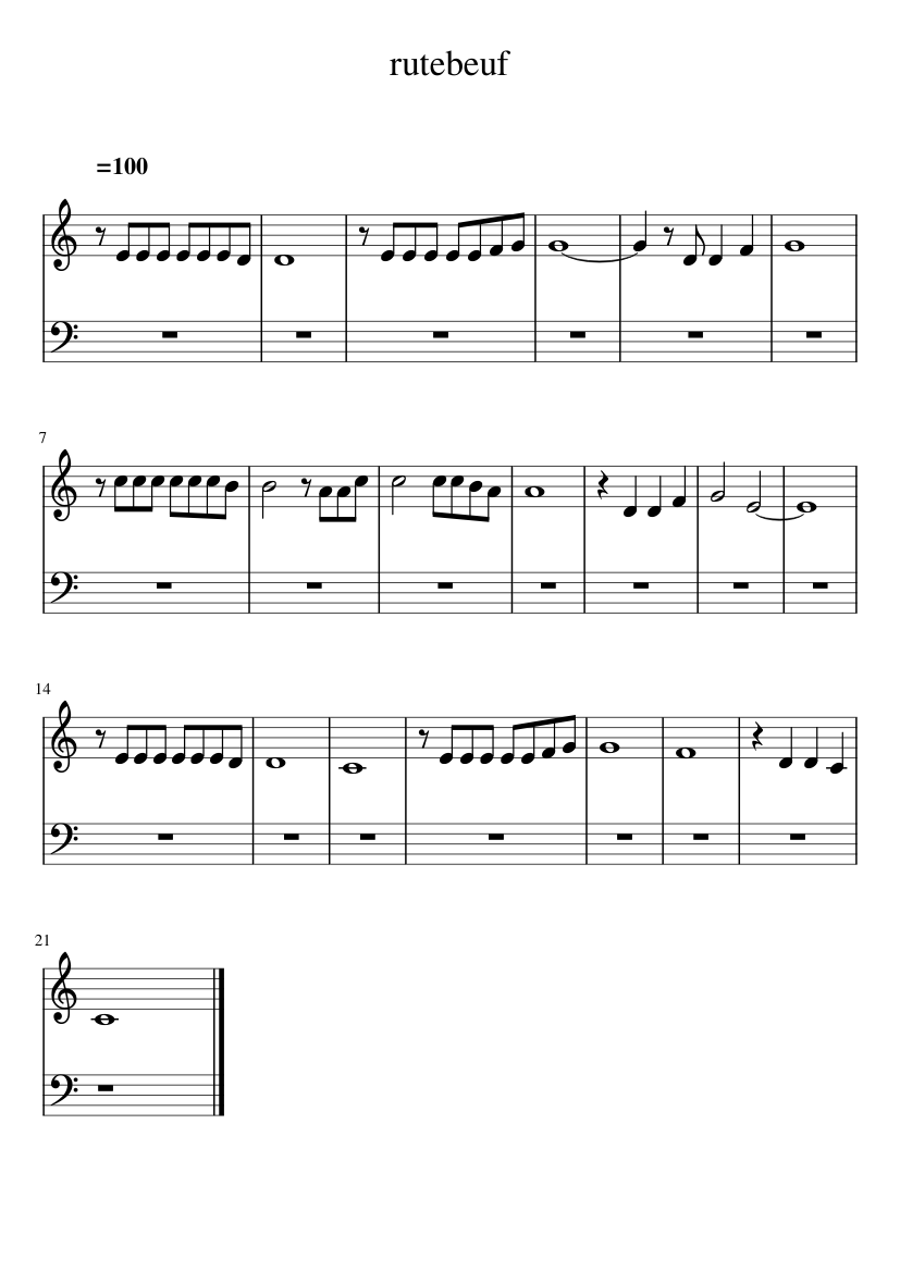 Pauvre rutebeuf Sheet music for Piano (Solo) | Musescore.com