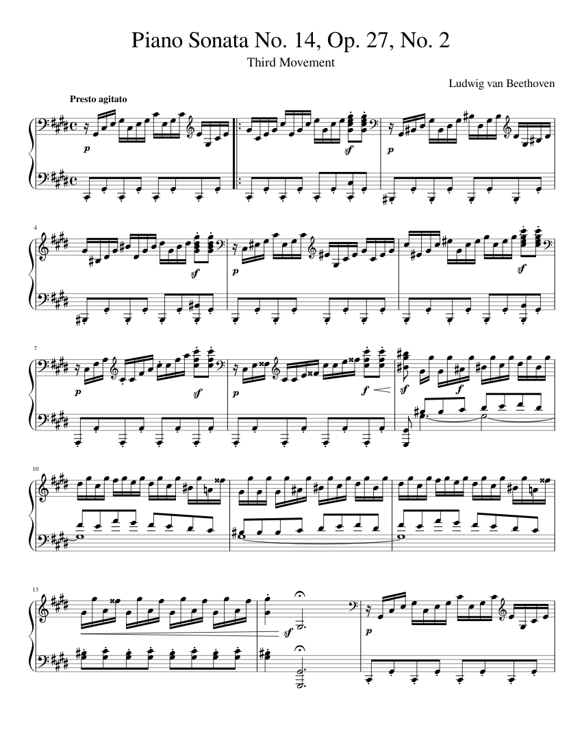 Beethoven Piano Sonata No. 14, 3rd Movement Sheet music for Piano (Solo) |  Musescore.com