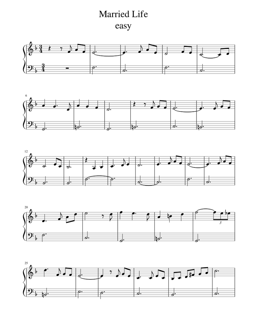 MARRIED LIFE Sheet music for Piano (Solo) | Musescore.com