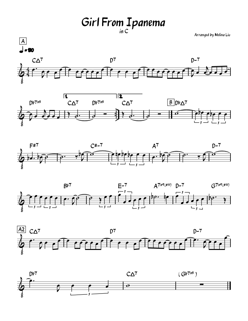 Amazing Girl From Ipanema Lead Sheet Gallery