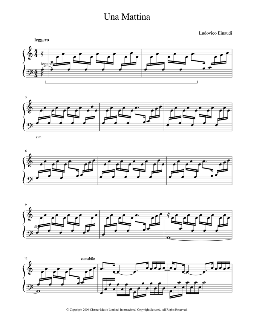 UNA MATTINA - Ludovico Einaudi Sheet music for Piano (Solo) | Musescore.com