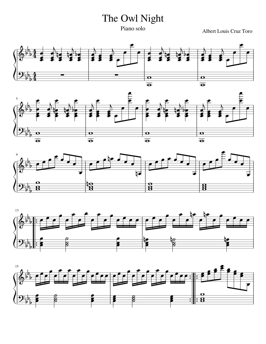 The Owl Night Sheet music for Piano (Solo) | Download and print in PDF ...