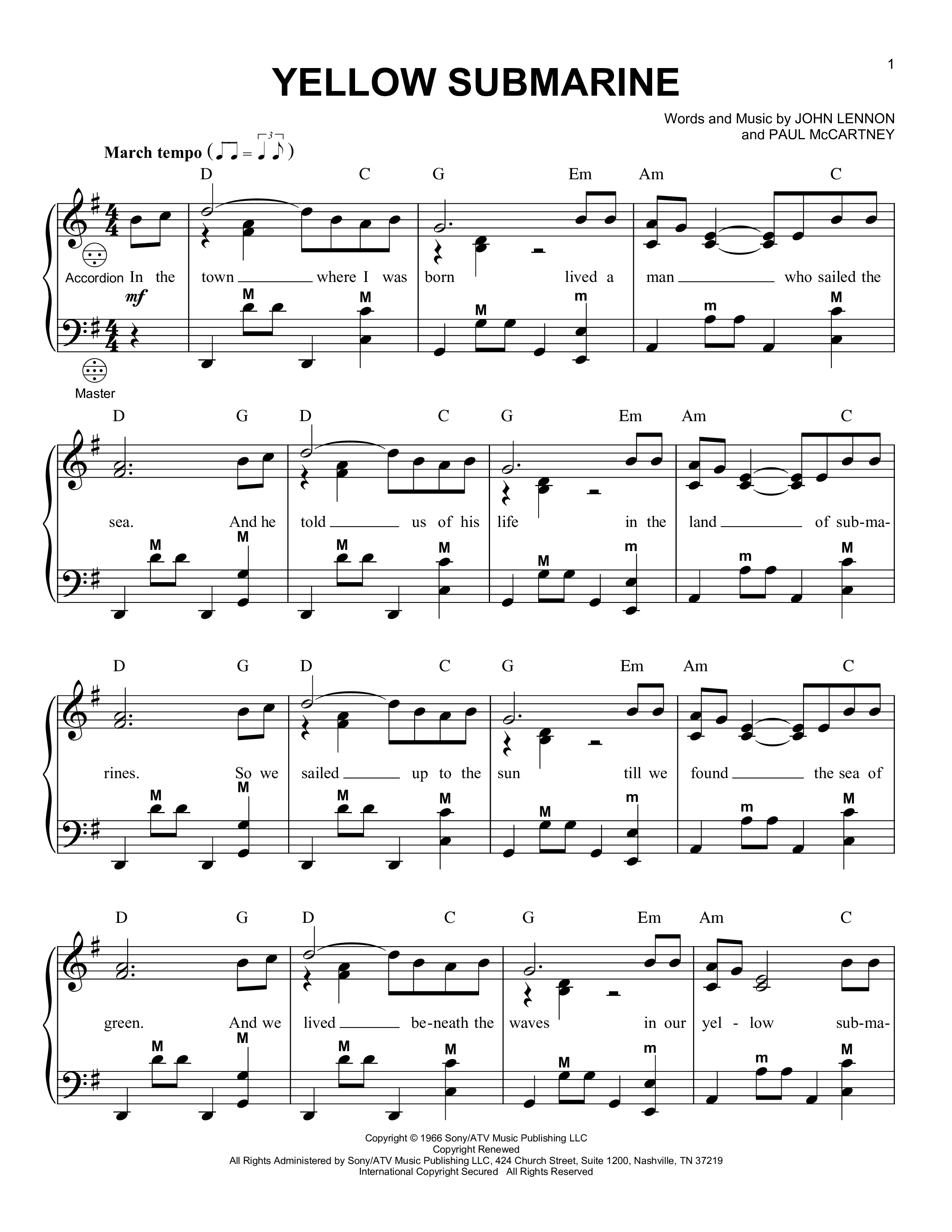 THE BEATLES SONGBOOK【英語・ロシア語・譜面】 Play Official version of Yellow submarine Sheet Music by The