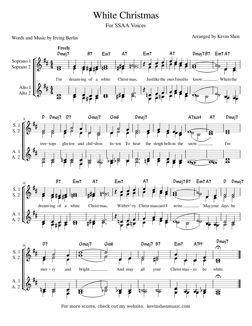 White Christmas (SSAA A Cappella) Sheet music for Piano (Piano Duo) | Musescore.com white-christmas-ssaa-a-cappella-sheet-music-for-piano-piano-duo-musescore-com