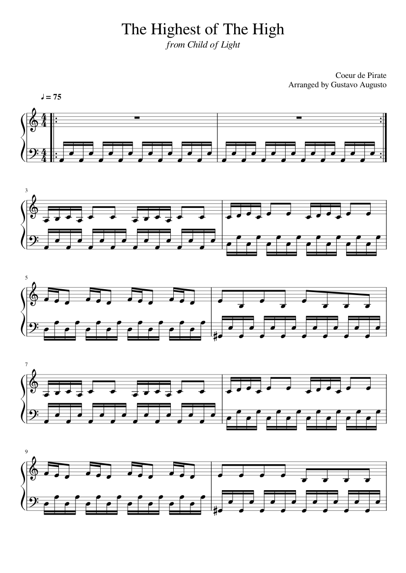 The Highest of The High - Coeur de Pirate Sheet music for Piano (Solo) |  Musescore.com