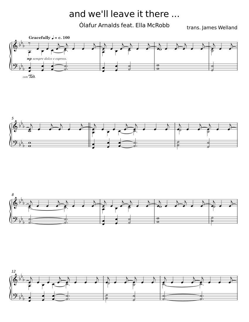 And we’ll leave it there... - Ólafur Arnalds Sheet music for Piano ...
